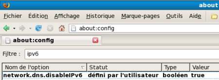 Désactiver IPV6 dans le navigateur Mozilla Firefox